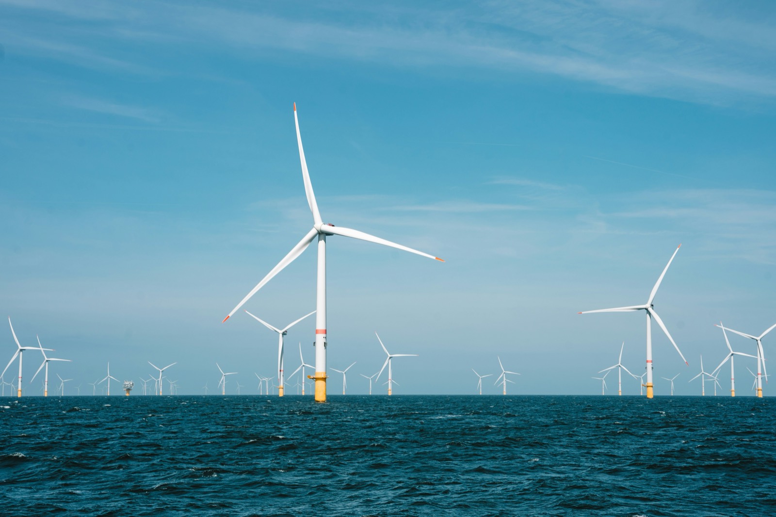 Offshore wind turbines at sea